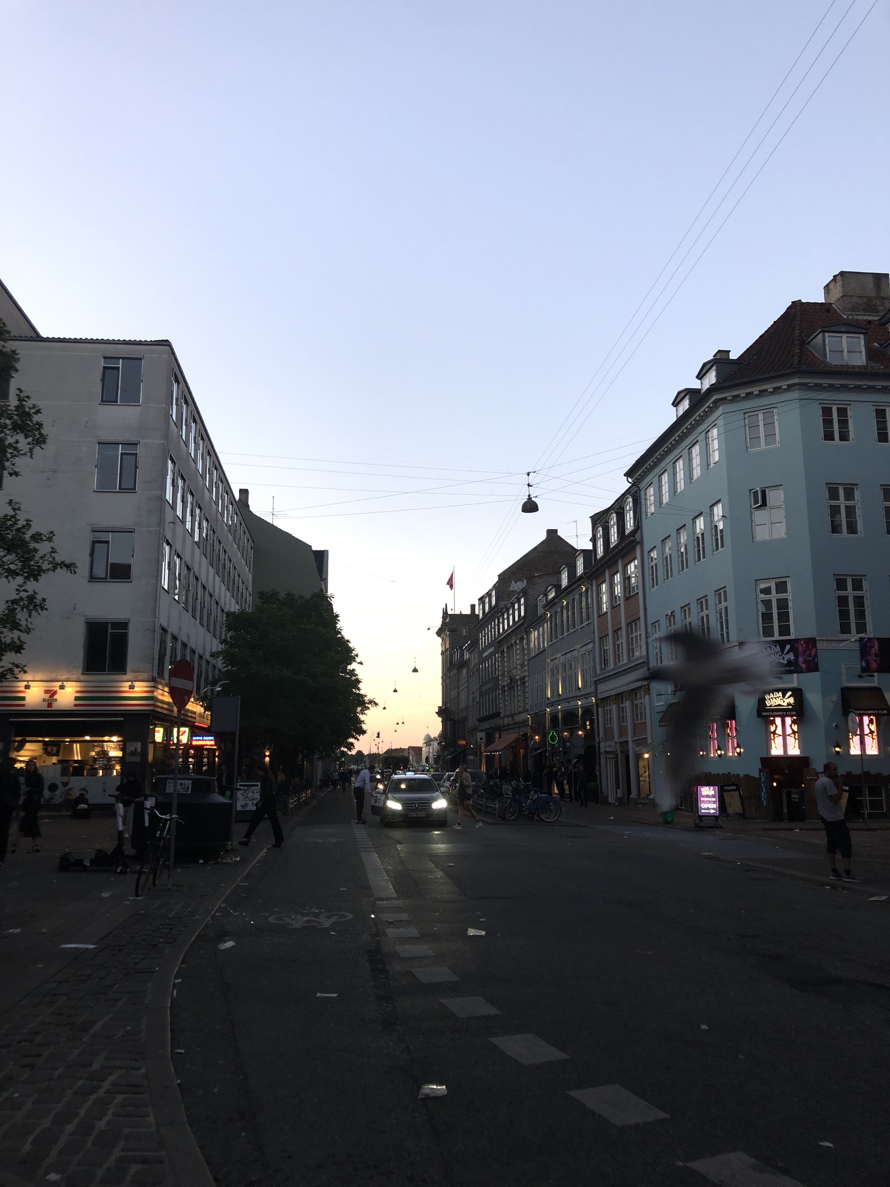 Copenhagen city street very early in the morning.