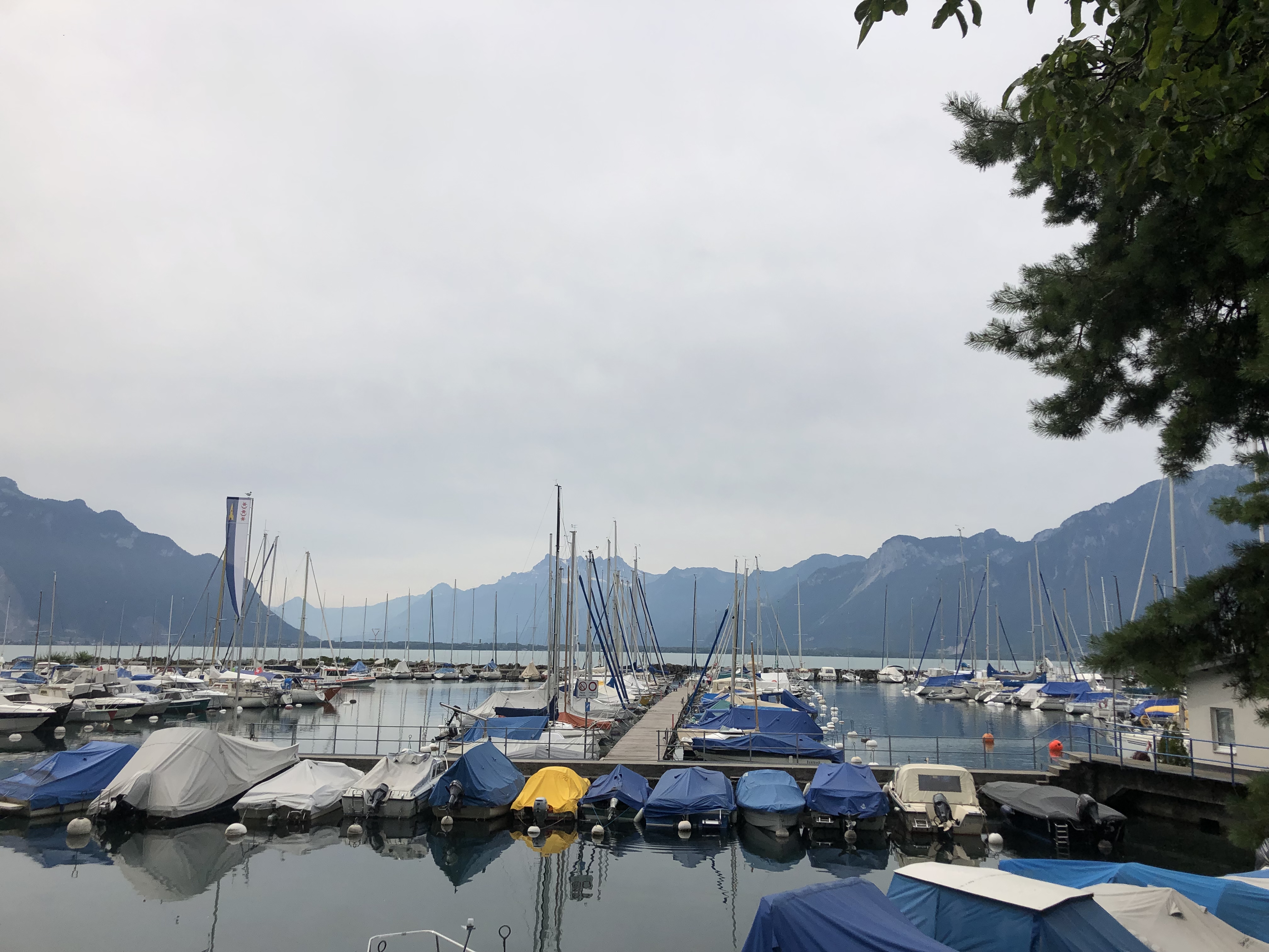 Ships in a harbor in Montreux